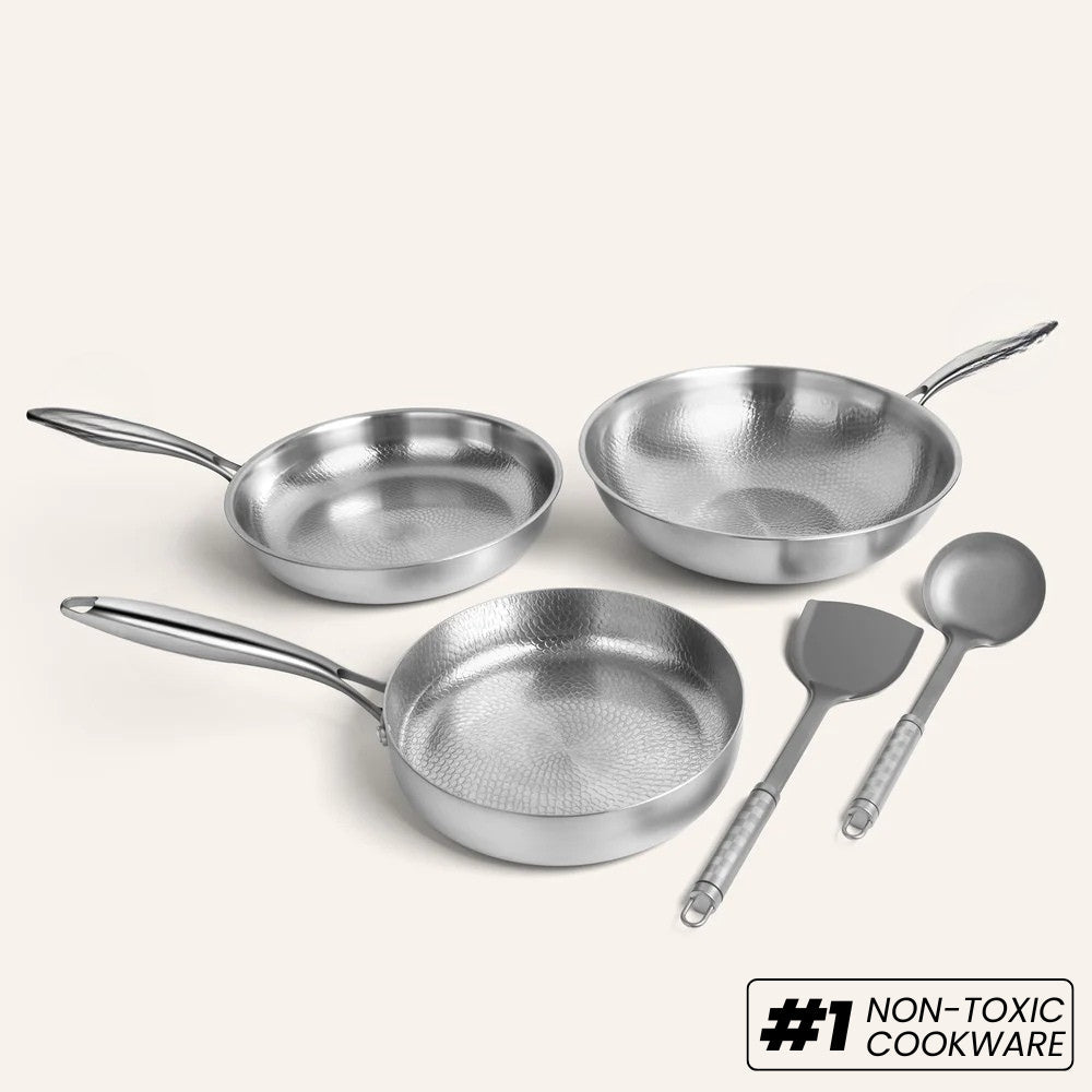 Pure Titanium Hammered Cookware Set