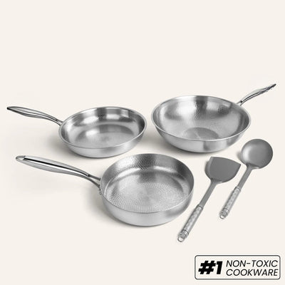 Pure Titanium Hammered Cookware Set