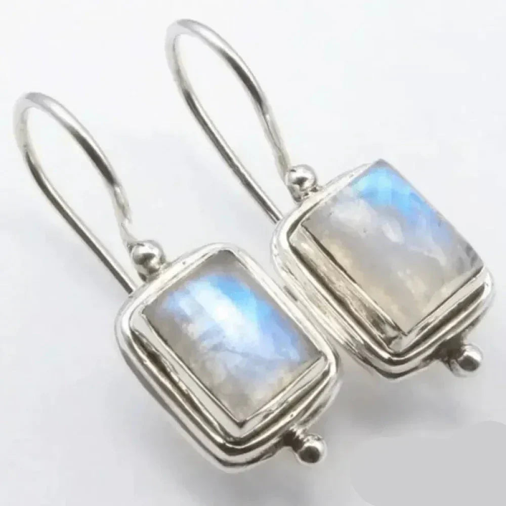Jennifer – Vintage Moonstone Square Stone Earrings