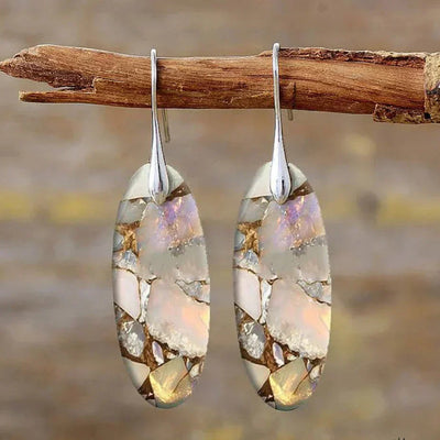 Lilith – Vintage Natural Oval Stone Earrings